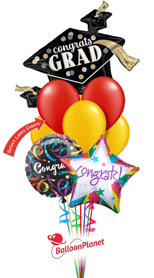 Choose School Colors Grad Cap Bouquet (9 Balloons)