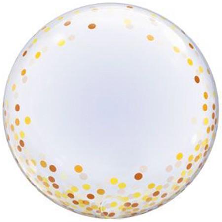 24in Clear Gold Confetti Bubble Balloon