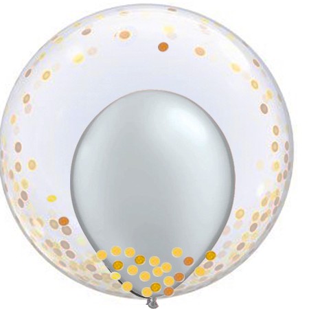 Select Your Color 24in Double Bubble Gold Confetti Balloon