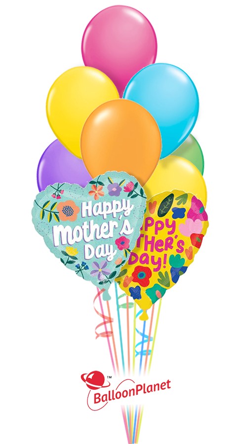 Spring Colors with Hearts Mother's Day Bouquet (12 Balloons)