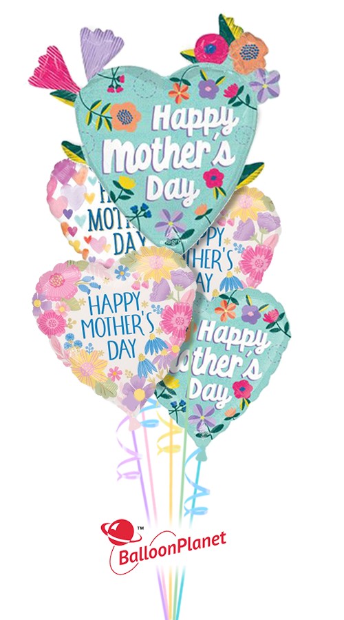 Mother's Day Hearts Balloon Bouquet (5 Balloons)