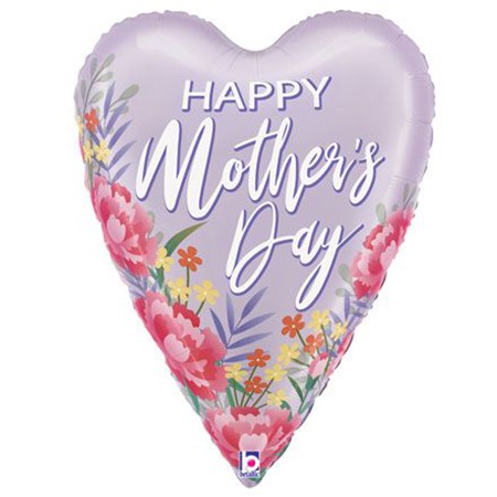 26in Lilac Floral Mother's Day Heart Balloon