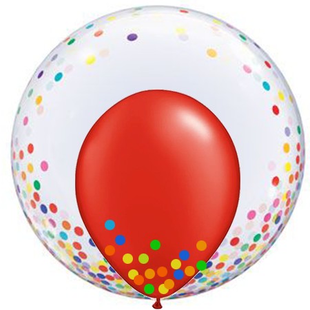Select Your Color 24in Double Bubble Colorful Confetti Balloon