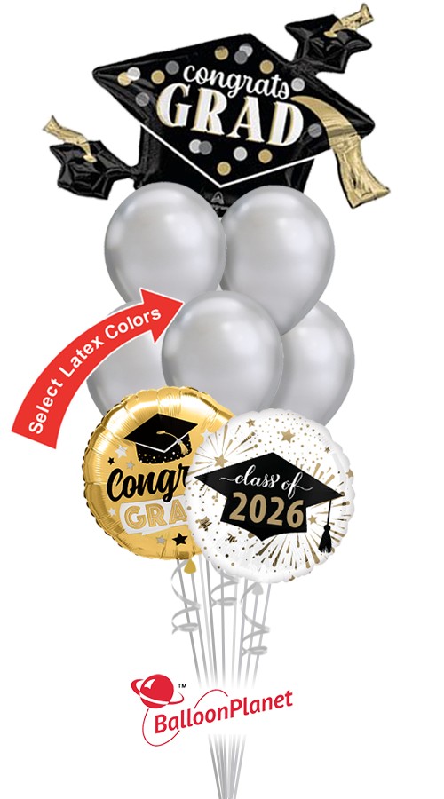 Choose School Colors Grad Cap Bouquet (9 Balloons)