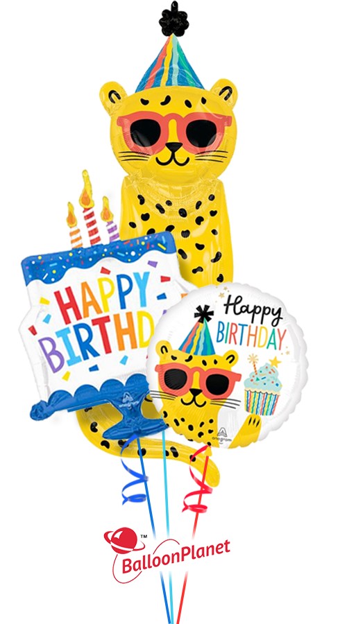 Party Cat Birthday Bouquet (3 Balloons)
