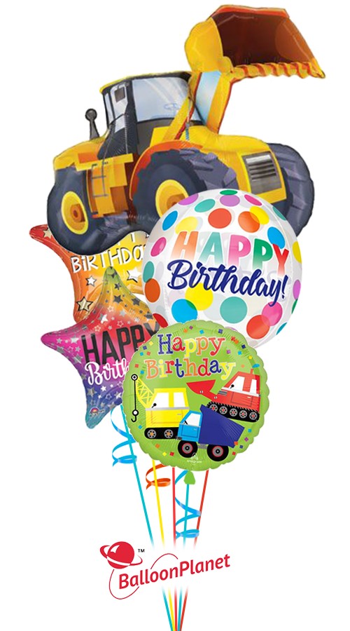 Construction Loader Truck Balloon Bouquet (5 Balloons)
