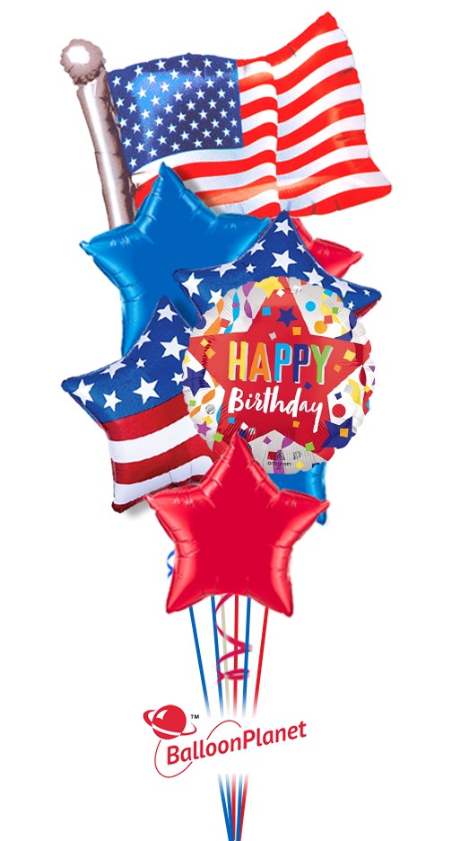 Patriotic Flag Stars Balloon Bouquet (8 Balloons)
