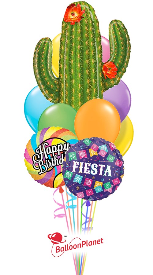 Fiesta Cactus Birthday Bouquet (10 Balloons)