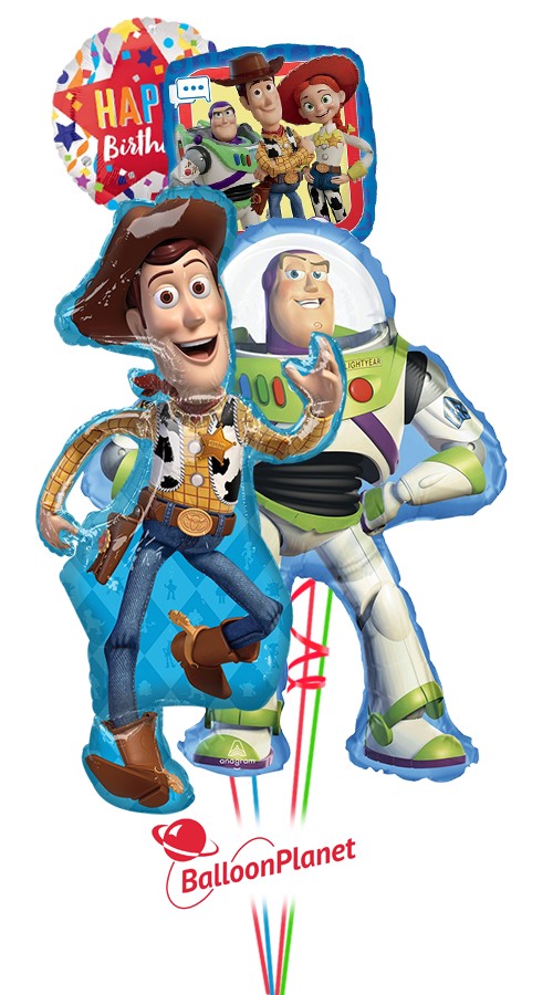 Toy Story Woody and Buzz Birthday Bouquet (4 Balloons)
