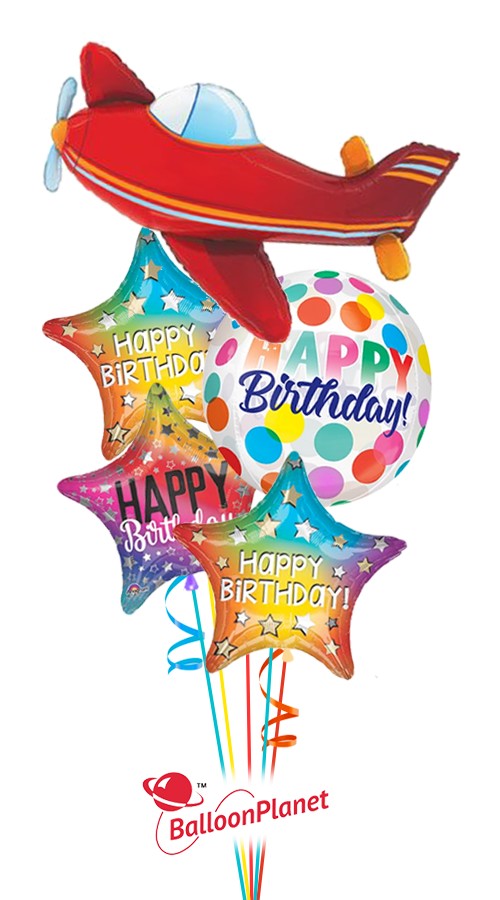 Red Airplane Balloon Bouquet (5 Balloons)
