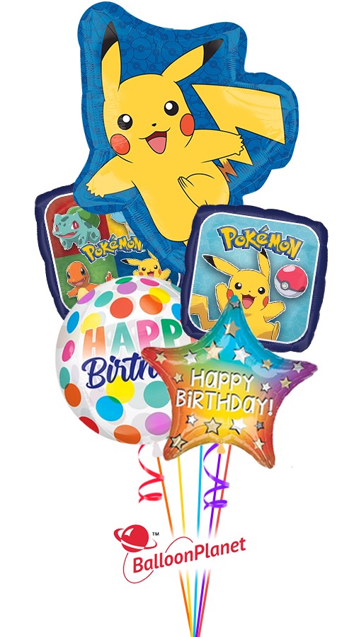 Pokemon Big Dots Birthday Boouquet (5 Balloons)