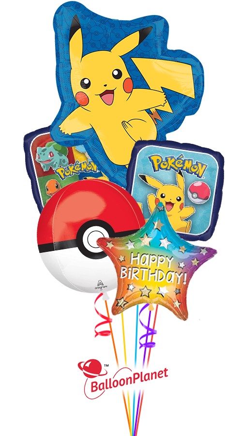 Pokemon Pokeball Balloon Bouquet (5 Balloons)
