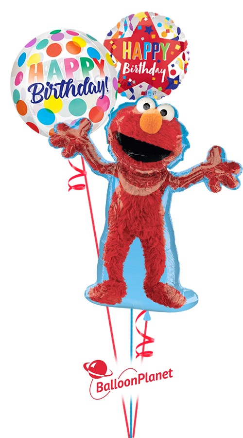 Elmo Big Dots Birthday Bouquet (3 Balloons)