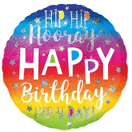 Hooray Birthday 18in Mylar Balloon