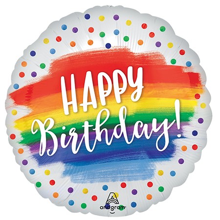 Rainbow Dots Birthday 18in Mylar Balloon