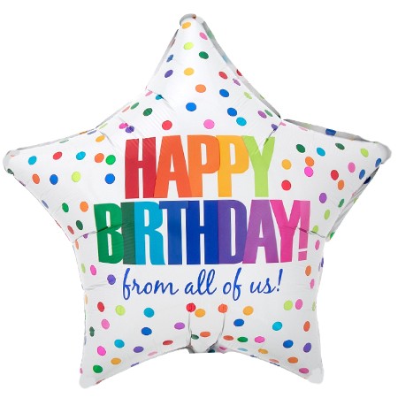 Happy Birthday From All of Us 19in Mylar Star Balloon