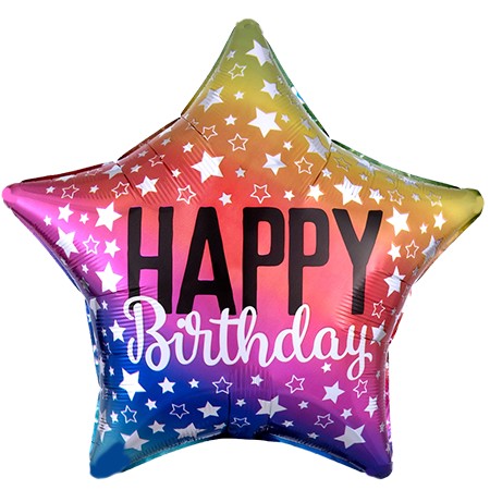 Happy Birthday Script 19in Mylar Star Balloon