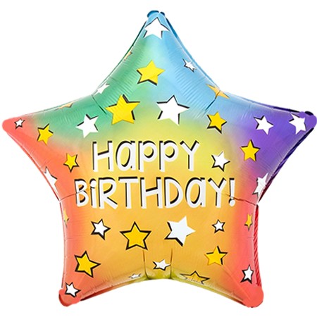 Happy Birthday Rainbow 19in Mylar Star Balloon