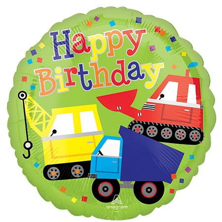 Birthday Trucks 18in Mylar Balloon