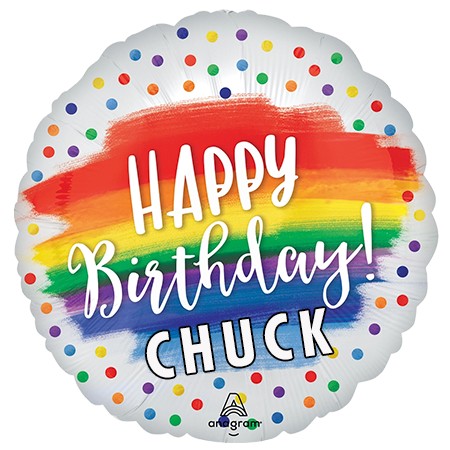 Personalized 18in Mylar Rainbow Dots Limit 7 Letters