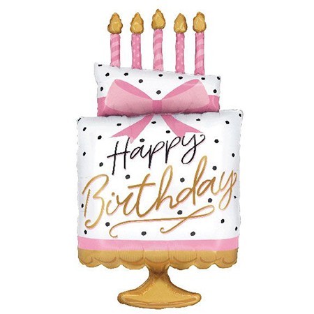 35in Pink Bow Birthday Cake
