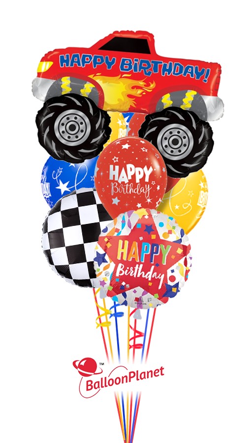 Monster Truck Birthday Balloon Bouquet (9 Balloons)