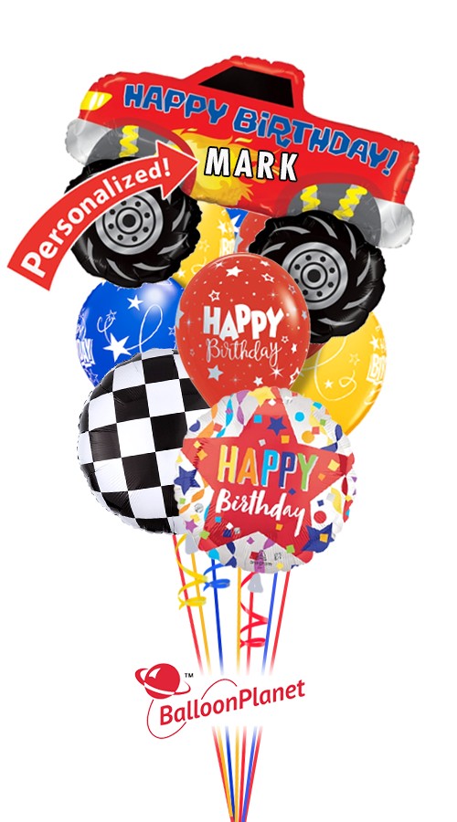 Custom Monster Truck Birthday Bouquet (9 Balloons)