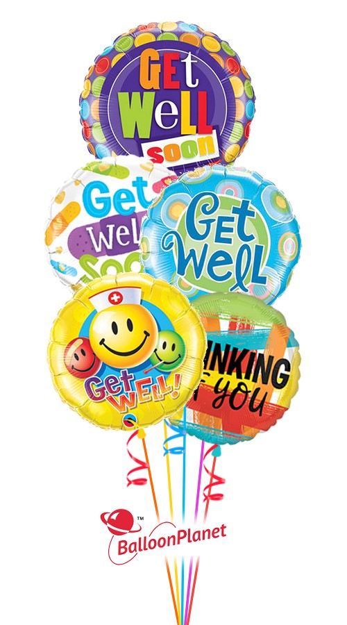 Get Well Mystery Balloon Bouquet (5 Balloons)