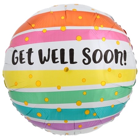Get Well Soon Bold Stripes 18in Mylar Balloon