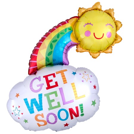 Get Well Soon Rainbow Cloud 30in Mylar Balloon