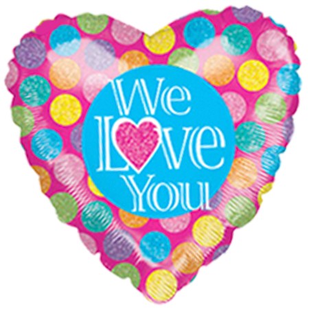 We Love You Pink Heart 18in Mylar Balloon