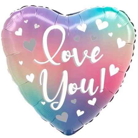 Love You Ombre Heart 18in Mylar Balloon