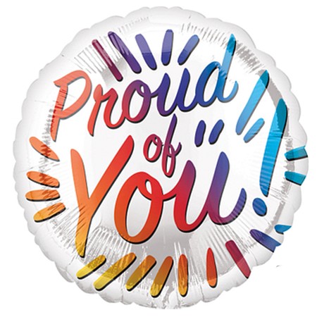 Proud of You Rainbow Colors 18in Mylar Balloon