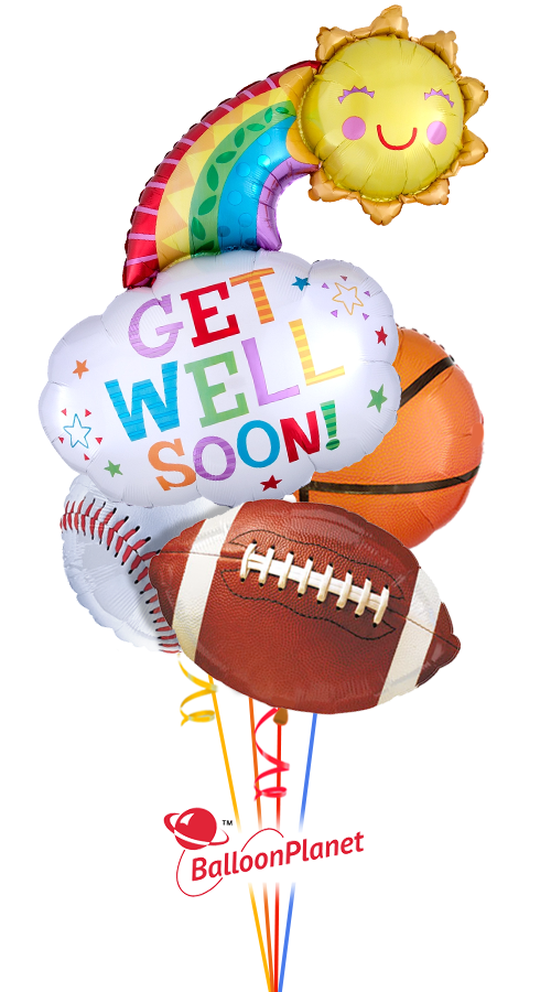 Get Well Sport Rainbow Sun (4 Balloons)