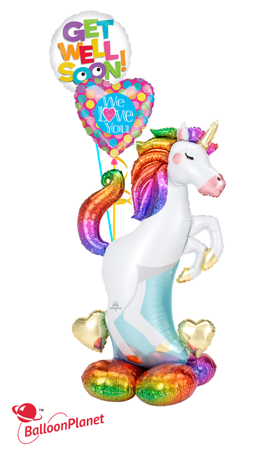 Standing Rainbow Unicorn Airloonz We Love You (3 Balloons)