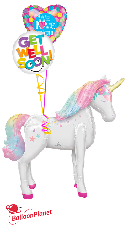 Full Body Unicorn Airwalker We Love You (3 Balloons)