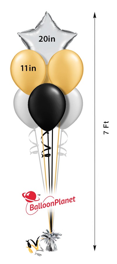 3-Tier Pyramid 20in Star Centerpiece Select Your Colors(7 Balloons)